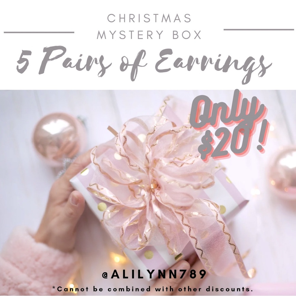 Earrings Mystery Box - 5 Pairs of New Christmas Holiday Earring Fun Unique Gifts